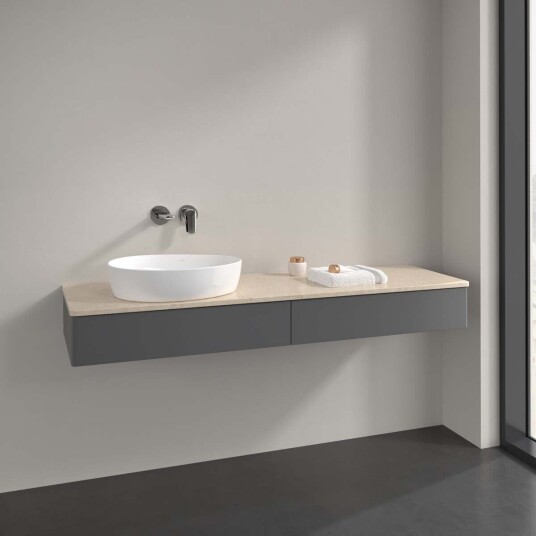 Villeroy & Boch Antao Servantskap med 2 skuffer 160x50x19 cm u/lys Antrasitt/Crème