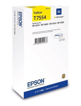 Epson T7554 - XL size - yellow - original - ink cartridge - Blekkpatron Yellow Epson T7554 - XL size - yellow - original - ink cartridge - Blekkpatron Yellow