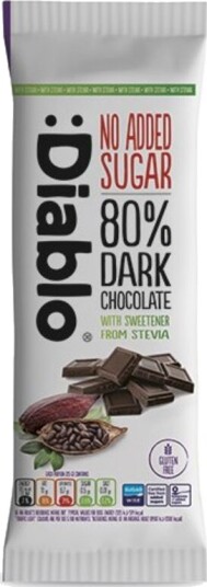 Diablo dark chocolate no added sugar 80% 75 g