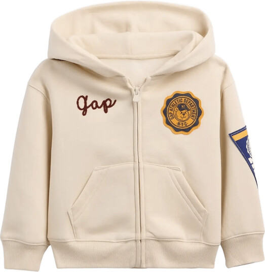 GAP Varsity Fleece Logo Full Zip Sweatshirt Beige 104 GAP Varsity Fleece Logo Full Zip Sweatshirt Beige 104