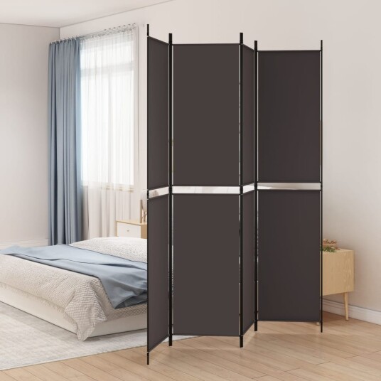 vidaXL Romdeler med 4 paneler brun 200x220 cm stoff