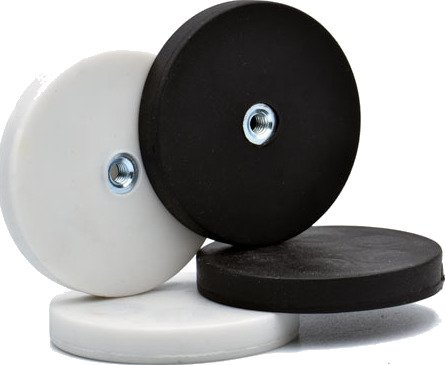 Supermagneter Gummimagnet Med Gjenget Hull M5 Ø43mm