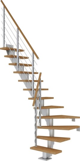 Dolle Frankfurt L-trapp I Pearl Grey -design-oljeret Eik-65-13 - Loddret Høyde 259 301 Cm