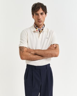 Gant Teksturert poloskjorte CREAM L