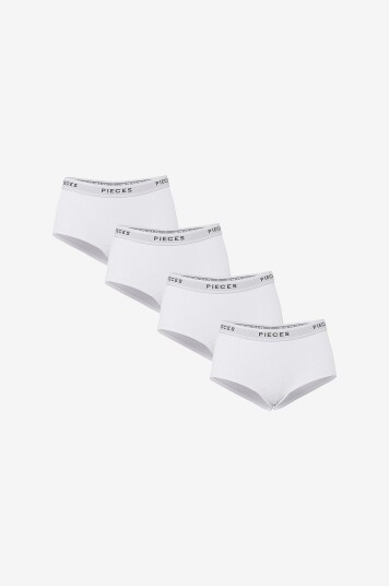 Pieces Truser pcLogo Lady Solid 4 pakning Hvit Pieces Truser pcLogo Lady Solid 4 pakning Hvit