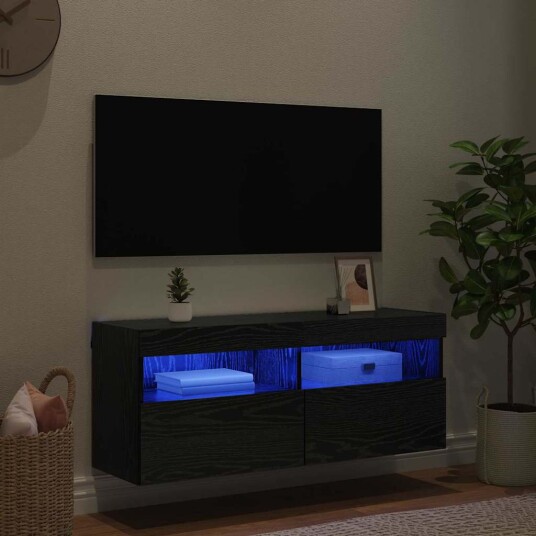 TV Veggskap Svart Eik 100 x 30 x 40 cm Konstruert tre