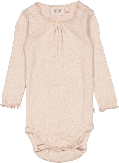 Wheat Body Rib Lace Ls Rose Melange (68 / 6 mnd)