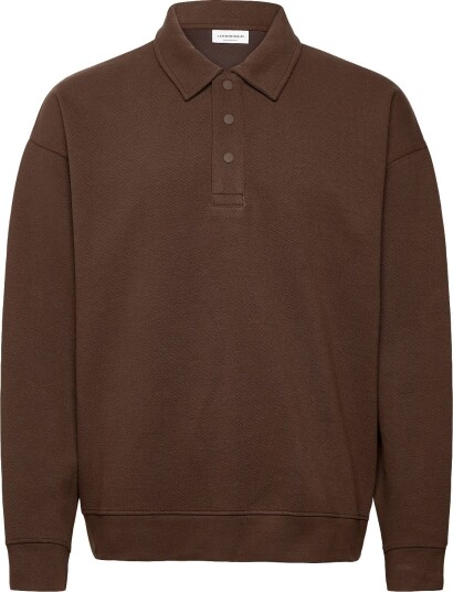 Lindbergh Birdeye Sweat Polo L/S DK BROWN XL