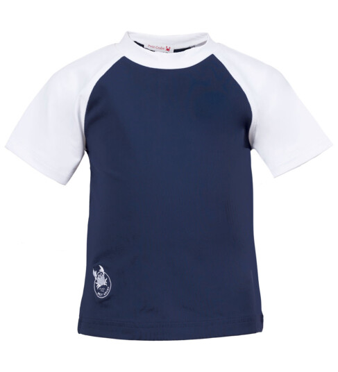 Petit Crabe Badetop Raglan UV50+ Blue/White 3 4 år 98 104 Badetøy Blå Hvit