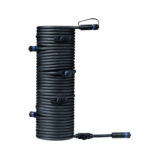 Plug & Shine 15 meter kabel med 7 utganger - Svart