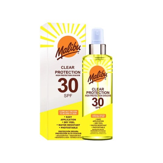 Malibu Clear Spray Solkrem SPF30 250ml med UVA/UVB-beskyttelse