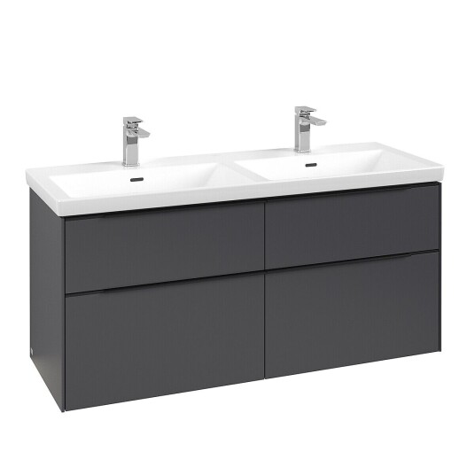 Villeroy & Boch Subway 3.0 Servantskap m/4 skuffer 1272x576x478 mm Grafitt Matt Villeroy & Boch Subway 3.0 Servantskap m/4 skuffer 1272x576x478 mm Grafitt Matt