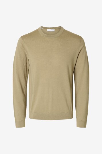 Selected Homme Genser slhTray LS Knit Merino Crew Neck Grønn