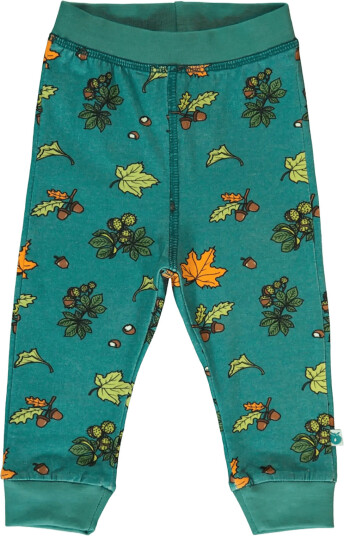 Småfolk Leggings For Baby With Fall Leaves Green 74
