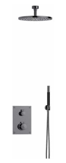Tapwell Box7268 Takdusj Innbygging - Takmontert Black Chrome / 85mm Ø300mm (TA-9424954)