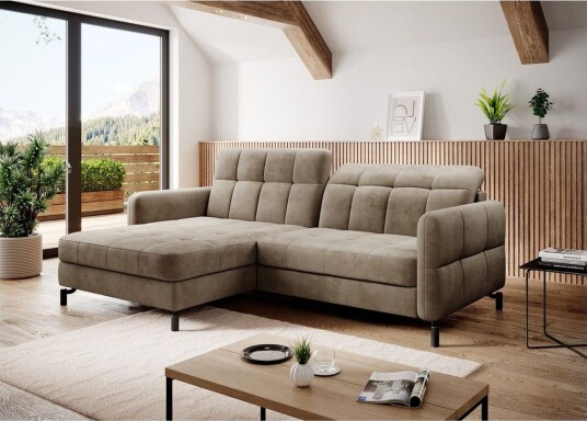 Seksjon Eltap Lorelle 225x160x105 cm Monolith 09 Mørk Beige Venstre