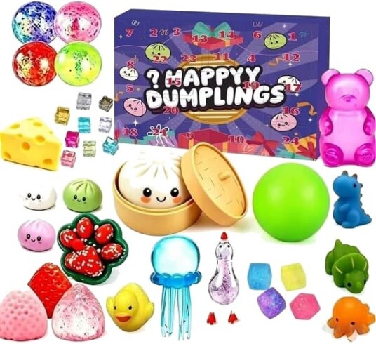 Dumpling Squishies Julekalender 24 Squishies Dumpling Mysterium Nedtelling Julekalender Mysterium Nedtelling for Stress Lilla