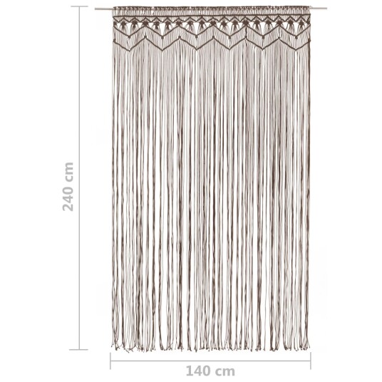 vidaXL Makramé gardin gråbrun 140x240 cm bomull