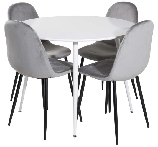 Venture Design Plaza & Polar spisegruppe Hvit/grå 4 st stoler & bord 100 cm