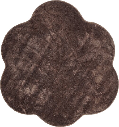 Rundt Bølgete Teppe Aranga Super Soft Fur mørk brun Størrelse: Ø 120 cm