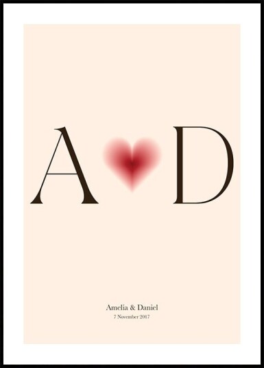 You & Me Initials Love Plakat Plakat / 30x40cm