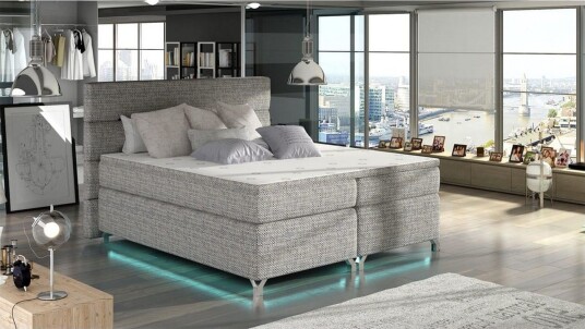 Boxspring Eltap Amadeo med LED Berlin 01 Grå 180x200 cm