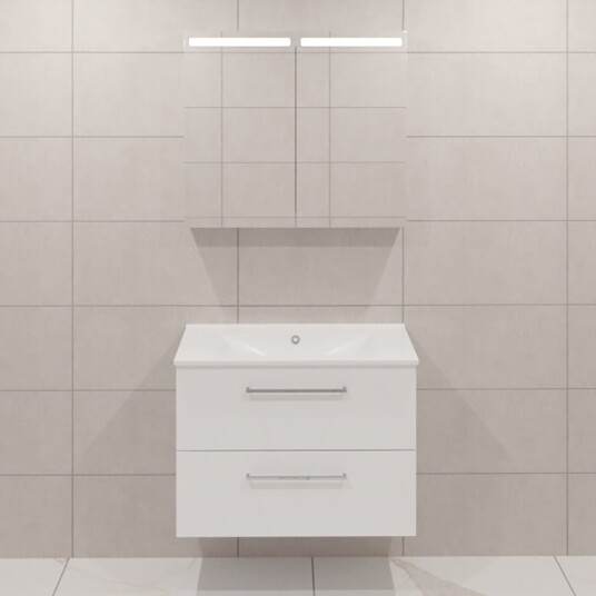 Dansani Mido+ Møbelpakke Servantskap med Servant Hvit Matt / 80cm Top Speilskap