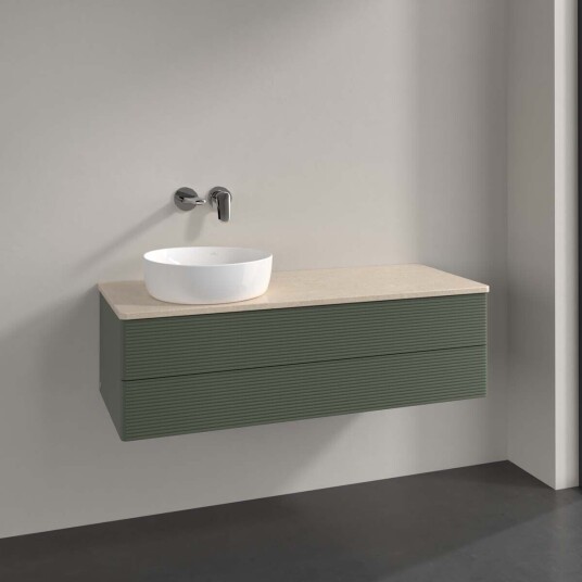 Villeroy & Boch Antao Servantskap med 2 skuffer 120x50x36 cm m/lys Grønn Matt/Crème Villeroy & Boch Antao Servantskap med 2 skuffer 120x50x36 cm m/lys Grønn Matt/Crème