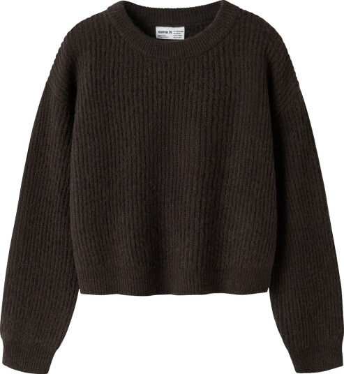 Name It Nkfholly Ls Boxy Short Knit Noos   Brown   134 140