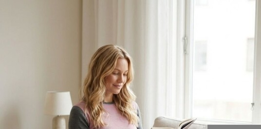 Ullundertøy Stina Ulltrøye med rund hals til dame i Rosa/Grå XL Ullundertøy Stina Ulltrøye med rund hals til dame i Rosa/Grå XL