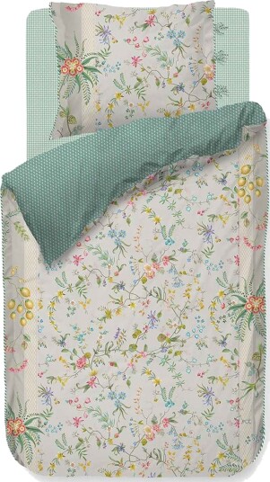 Pip Studio Blomstrete sengetøy 140x200 cm Petites Fleurs Khaki Sengesett med dobbeltsidig design 100% bomull Pip studio