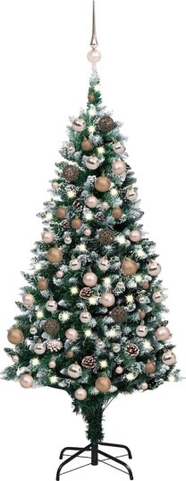 vidaXL Kunstig juletre med LED og kulesett og kongler 150 cm