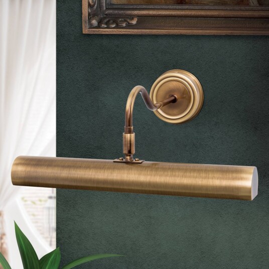 Orion Antikt messingfarget bildelampe Lariga 35 cm dimbar Bronse / messing Stue / spisestue Metall