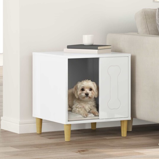Vidaxl Hundehus Glanset Hvit 44 X 42 X 49 cm Konstruert Tre