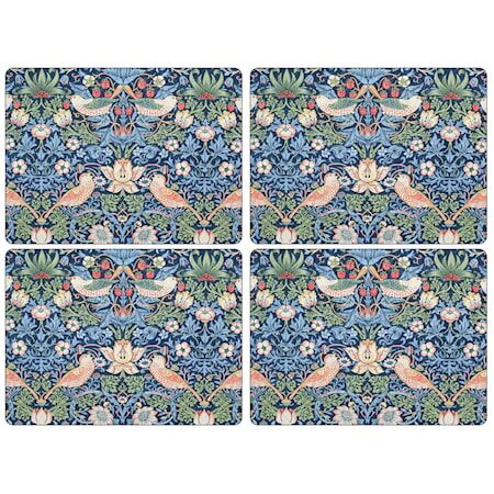 Morris & Co Morris Bordunderlag Strawberry Thief Blå 4-pakning