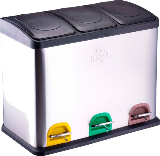 Dirt Devil pedalbøtte med sortering (3x15 liter) stål