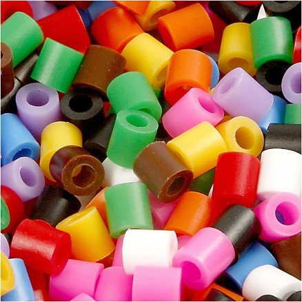 Nabbi Rørperler str 5x5 mm hullstr 2,5 mm medium standardfarger 20000 stk 1 spann