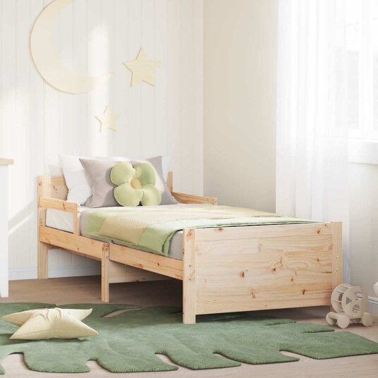 Sengestamme med hodegjerde Brun 80 x 200 cm Konstruert tre Sengestamme med hodegjerde Brun 80 x 200 cm Konstruert tre