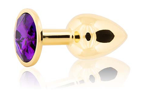 Metal Butt Plug Gold/Purple Small