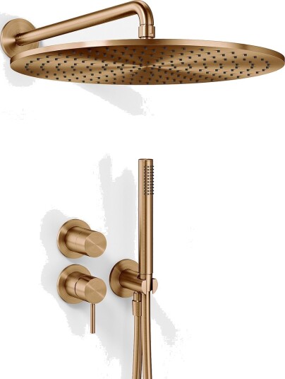 Semplice SBR901 S13 Rain Deluxe Ø40 Vegg PVD Børstet Kobber Dusjsett