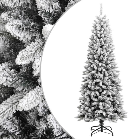 vidaXL Kunstig juletre med flokket snø 180 cm PVC og PE vidaXL Kunstig juletre med flokket snø 180 cm PVC og PE