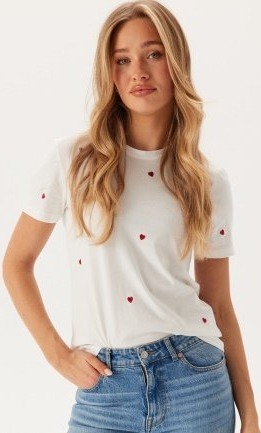 ONLY Onlketty Life S/S O-NECK TOP J Bright White Aop:heart XS