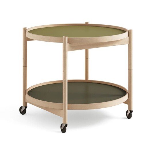 Brdr. Krüger Bølling Tray Table model 60 rullebord leaf, oljet bøkestativ