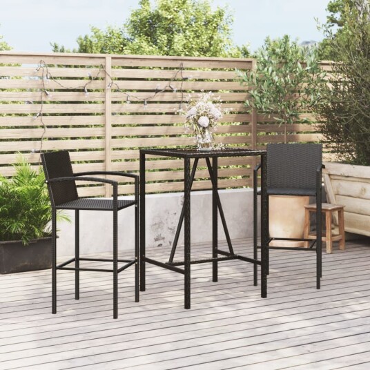 vidaXL Hagebarsett 3 deler svart polyrotting