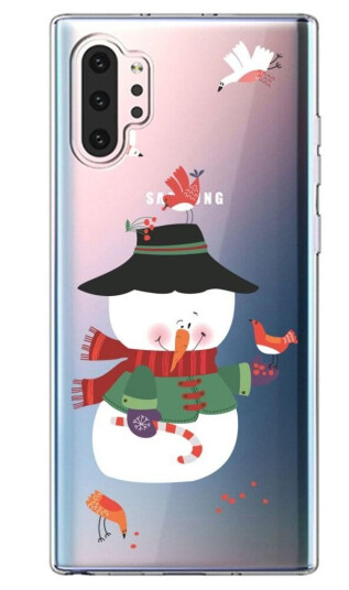 INCOVER Samsung Galaxy Note 10+ (Plus) Fleksibel Plastik Deksel - Snømann m. Fugle