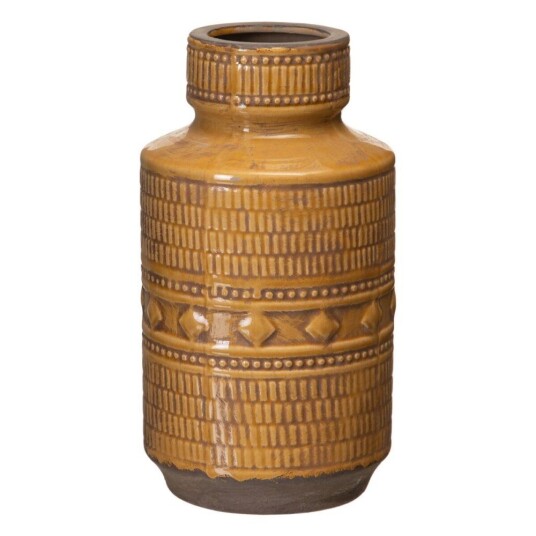 Bigbuy Home Vase 18 X 18 X 32,5 Cm Keramikk Sennep