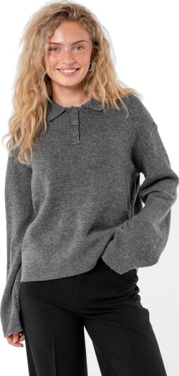 Løøv Pine Polo Knit Sweater Grå XXL