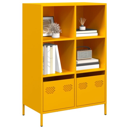  Highboard sennepsgul 68x39x103,5 cm stål 8721102931420