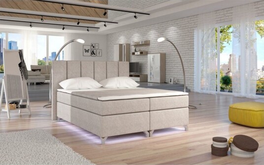 Box Spring Eltap Basilio med LED Dora 21 Beige 180x200 cm