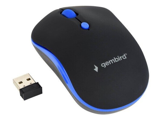 Gembird MUSW-4B-03-B - mouse - 2.4 GHz - black blue - Mus - Optisk - 4 - Blå